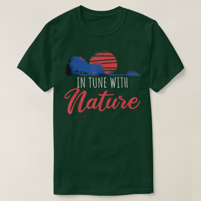 Nature And Music Guitar Trees Retro  T-Shirt (Design Front)