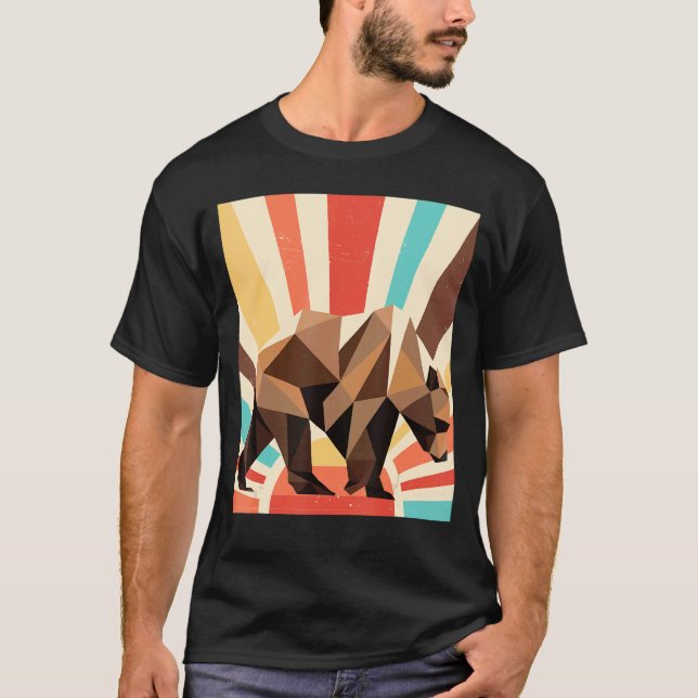 Nature Animal  Wildlife Forest Retro Brown Bear T-Shirt (Front)