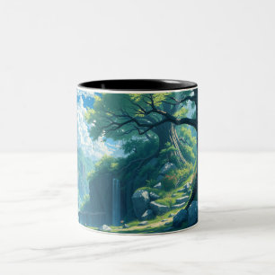 nature anime style Two-Tone coffee mug