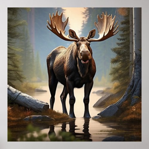  Nature AP49 Close Up MOOSE Forest  Woods Poster