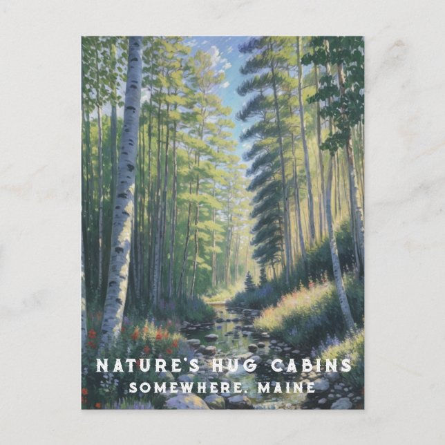 *~* Nature AP49 Maine Forest Woods Stream Vacation Postcard (Front)