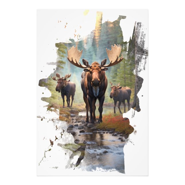 *~* Nature AP49 MOOSE Artsy Stream Forest  Photo Print (Front)