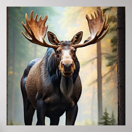  Nature AP49 MOOSE Woods Forest Climb Mountain Poster