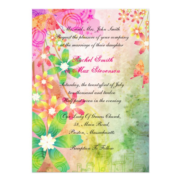 Nature Art Floral Wedding Invitation