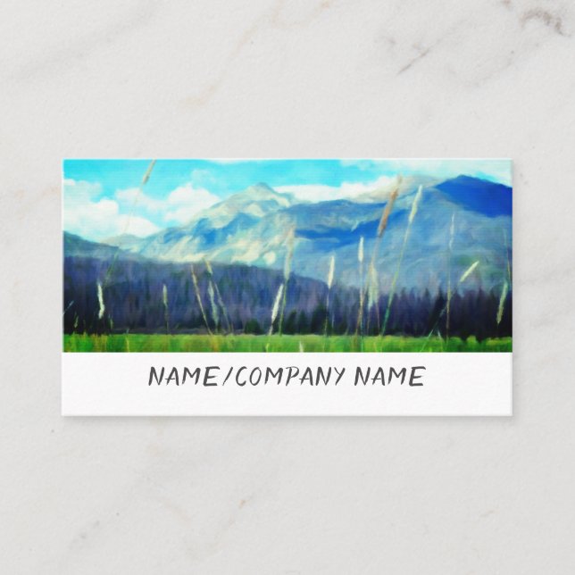 nature art mountain landscape blue sky clouds business card (Front)