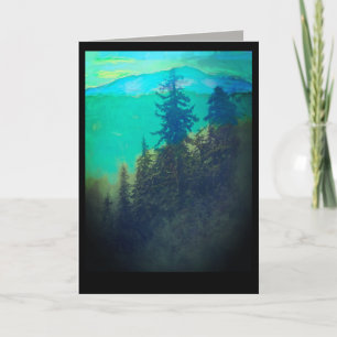 nature art mountain pine trees blank  card