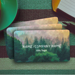 nature art mountain pine trees business card