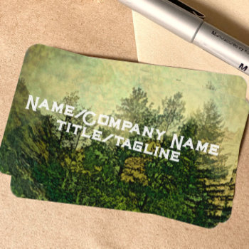 Nature Art Mountain Pine Trees Distressed Artistic Business Card by annpowellart at Zazzle