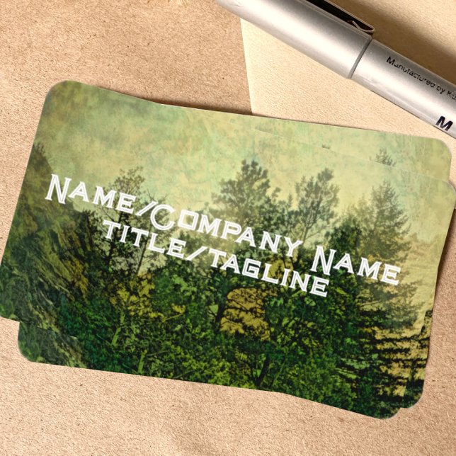 nature art mountain pine trees distressed artistic business card (Creator Uploaded)