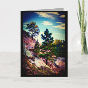nature art mountain pine trees photo art blank card