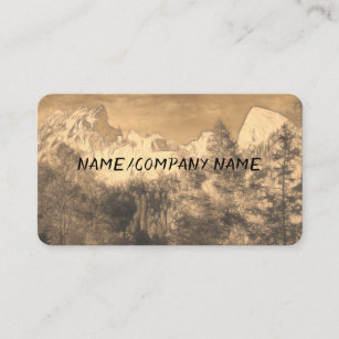 nature art mountain pine trees sepia tone custom business card