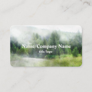 nature art mountain pines in fog business card