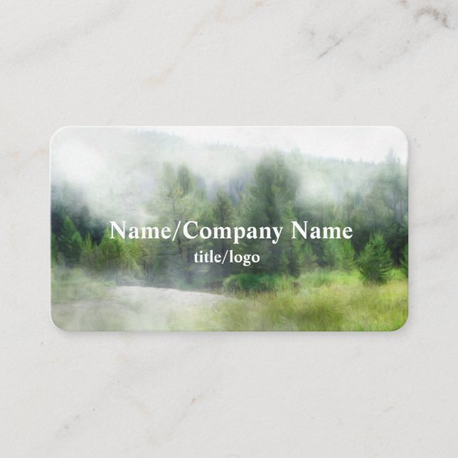 nature art mountain pines in fog business card (Front)
