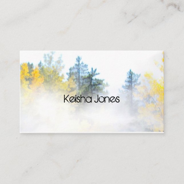 nature art mountain pines in fog custom  business card (Front)