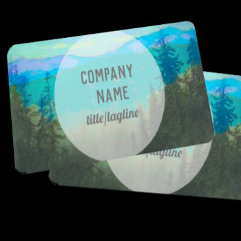 Nature Art Mountains And Pines Turquoise And Green Business Card by annpowellart at Zazzle