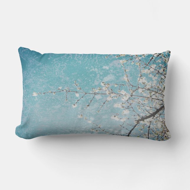 nature art pillow blue and gray flower decor (Front)