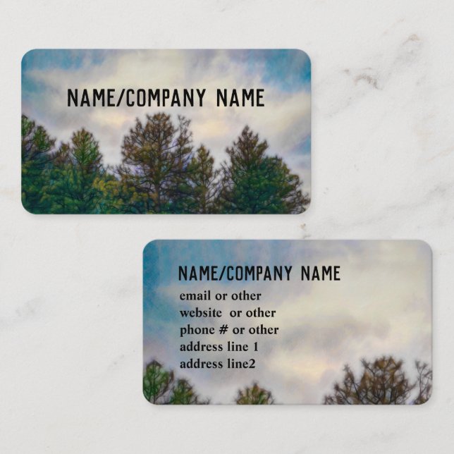 nature art pine trees blue sky custom business card (Front/Back)