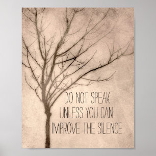 nature art poster with text and tree in sepia tone