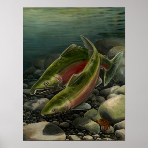 Nature Art Prints Coho Salmon Fishing Art Print