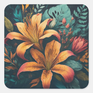 Nature art square sticker