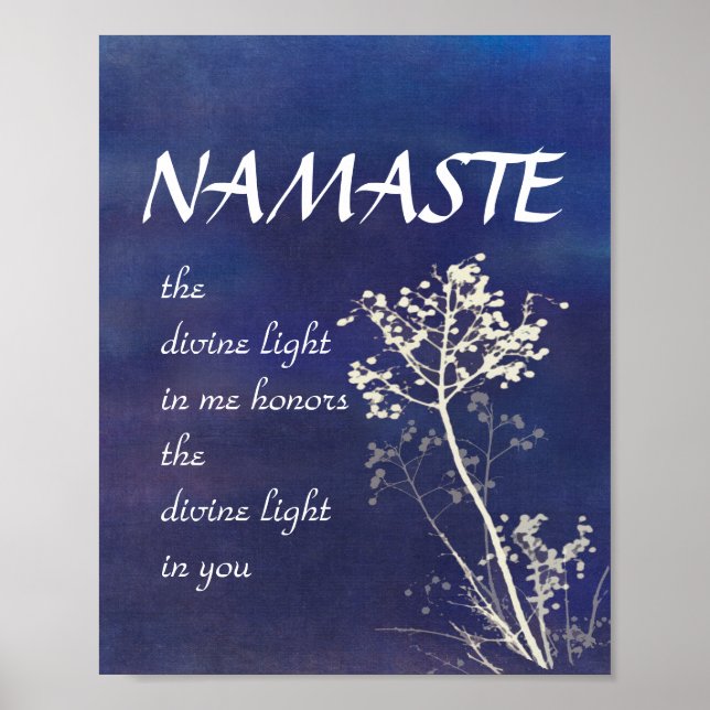 nature art zen Namaste poster blue and white (Front)