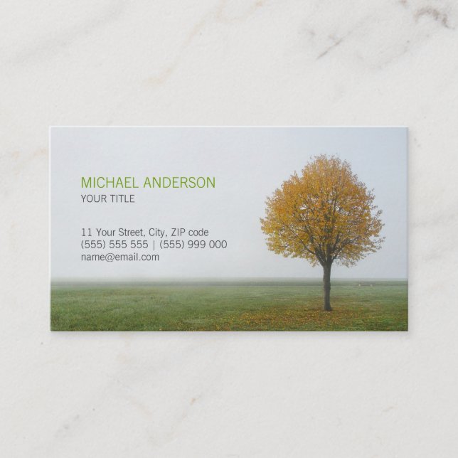 Nature Autumn Golden Tree business card (Front)