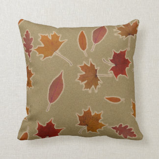 Nature Autumn Leaves with Glow on Custom Color Throw Pillow