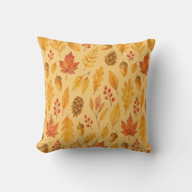 Nature autumn pattern throw pillow (Front)