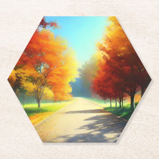 Nature Autumn Trees Forest-58934 Paper Coaster (Front)