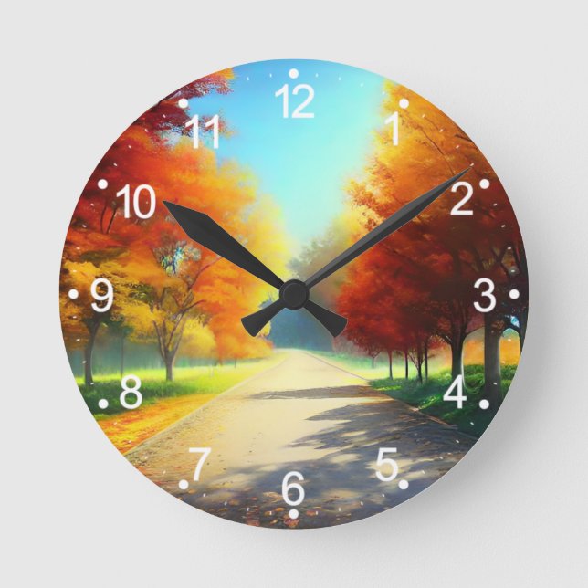 Nature Autumn Trees Forest-58934 Round Clock (Front)