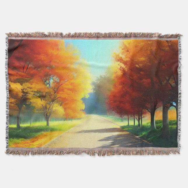 Nature Autumn Trees Forest-58934 Throw Blanket (Front)