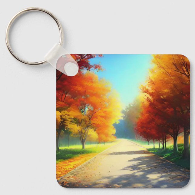 Nature Autumn Trees in the Forest-58934 Keychain (Front)