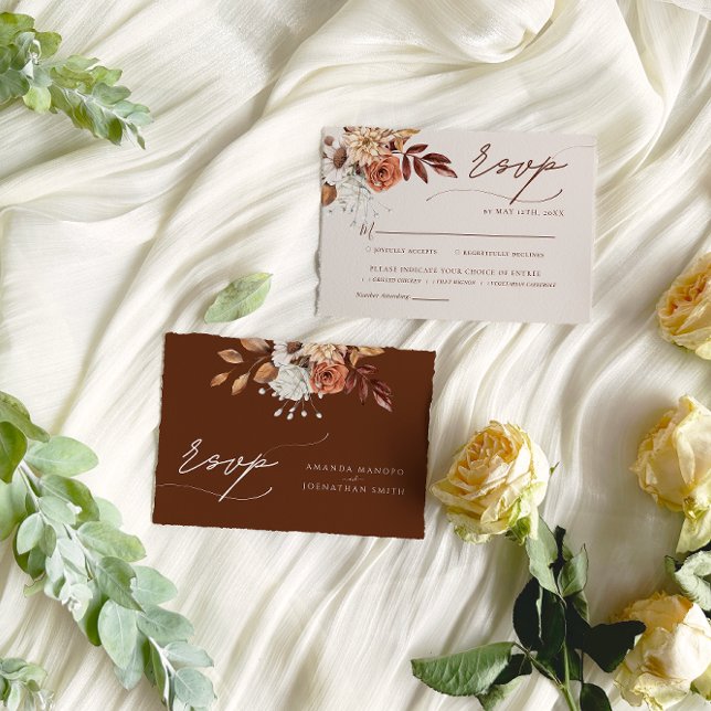 Nature Autumn Watercolor Wedding RSVP Card (Creator Uploaded)