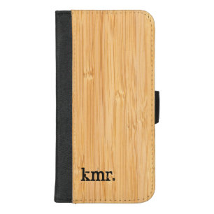 Nature Bamboo Texture Look with Stylish Monogram iPhone 8/7 Plus Wallet Case