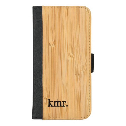 Nature Bamboo Texture Look with Stylish Monogram iPhone 87 Plus Wallet Case