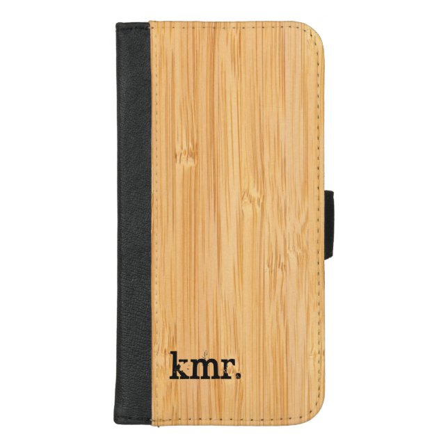 Nature Bamboo Texture Look with Stylish Monogram iPhone Wallet Case (Front)