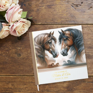 Nature Beautiful Brown Horses Wedding Guest Book