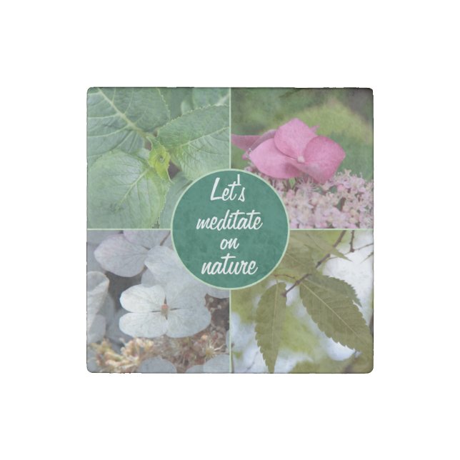 nature beautiful spring flowers leaves joy stone magnet (Front)