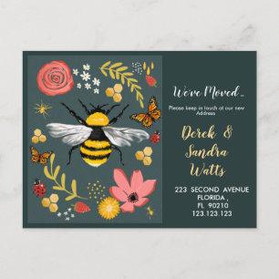 Nature Bee Floral Moving Card New Home Change of
