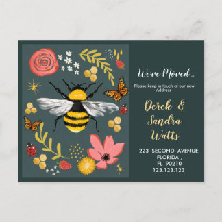 Nature Bee Floral Moving Card | New Home Change of