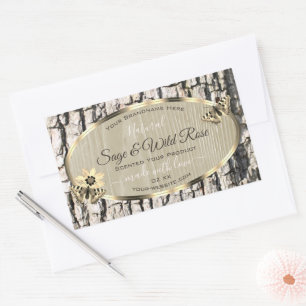 Nature Beige Tree Bark Gold Frame Product Labels