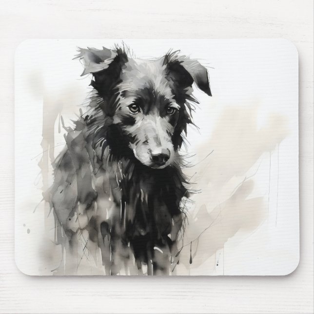 Nature Black Dog Ink Mouse Pad (Front)