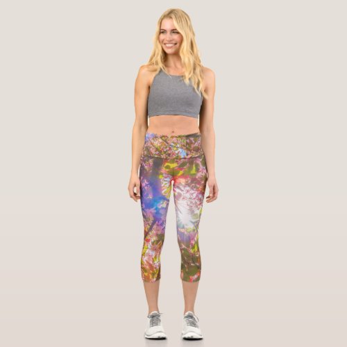  Nature blooms flowers light bloom sun Capri Leggings