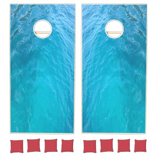 Nature Blue Water Aqua Sea Template Black Board Cornhole Set
