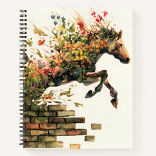 Nature Botanical Floral Horse Jumping Notebook