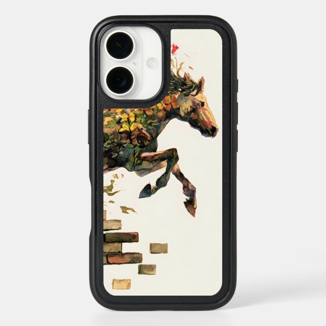 Nature Botanical Floral Horse Jumping Otterbox iPhone Case (Back)