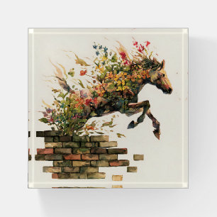 Nature Botanical Floral Horse Jumping Paperweight