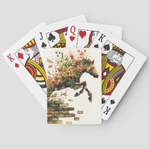 Nature Botanical Floral Horse Jumping Poker Cards