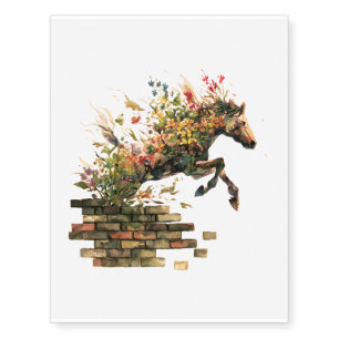 Nature Botanical Floral Horse Jumping Temporary Tattoos