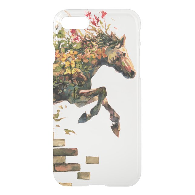 Nature Botanical Floral Horse Jumping Uncommon iPhone Case (Back)